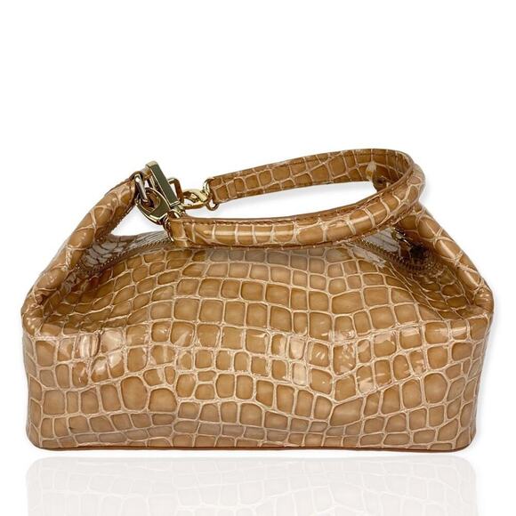REJINA PYO Patent Leather Croc Taupe Olivia Bag - Picture 1 of 15